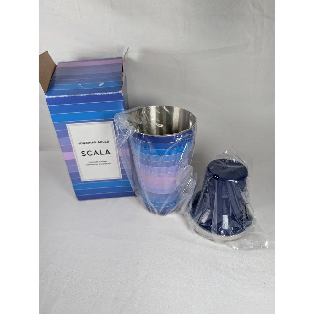 New Jonathan Adler Scala Cocktail Shaker Modern Barware 18.4 oz/540 mL